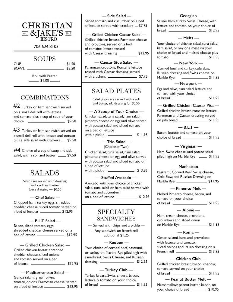 Christian & Jakes Bistro Menu image 3